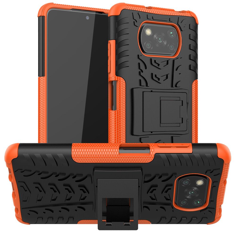 For Xiaomi Poco X3/Xiaomi Poco X3 NFC Dual Layer Heavy Duty Armor Tough Hybrid Shockproof Stand Protective Case Cover
