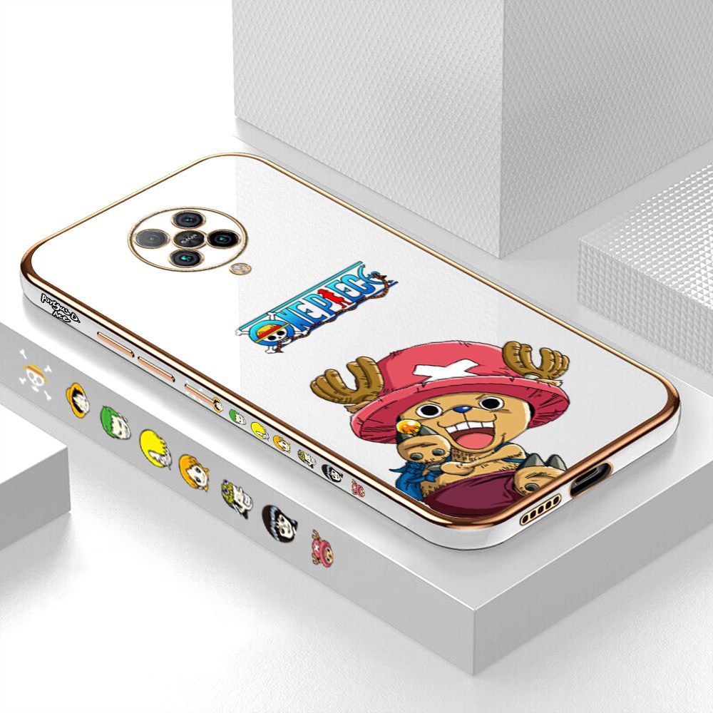 Luxury 6D Plating Case for Redmi K30 Pro ZooM Cartoon Anime Choba Side Pattern Back Cover Soft Silicone Square Frame Shiny Bling Phone Cases + Free Lanyard