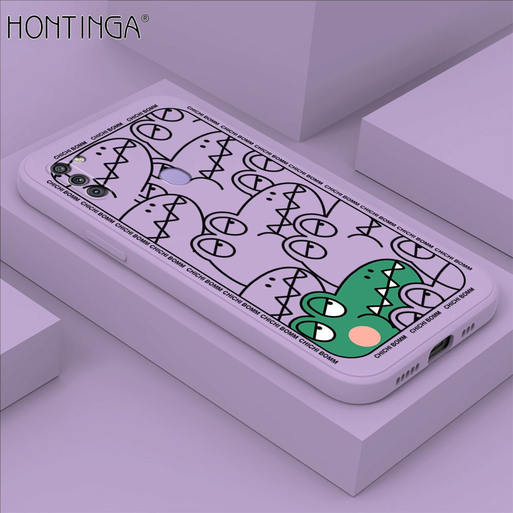 Hontinga for Samsung M11 Case Cartoon Crocodile Alligator Phone Case Phone Case Soft Square Edge Silicone Cases Full Lens Cover Shockproof Protection Cover