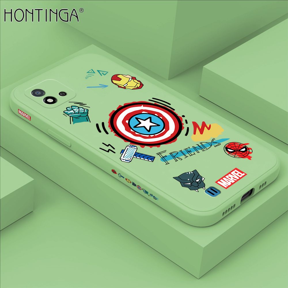 Hontinga for Realme C20 C20A C11 2021 Case Side Design Trendy Cartoon Sign Back Cover Soft Square Edge Pattern Liquid Silicone Phone Cases