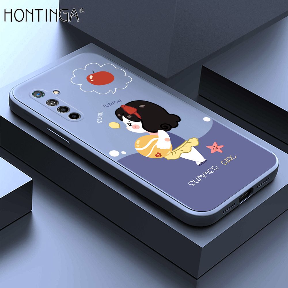 Hontinga for Realme XT Case Cute Cartoon Girl Phone Case Phone Case Soft Square Edge Silicone Cases Full Lens Cover Shockproof Protection Cover