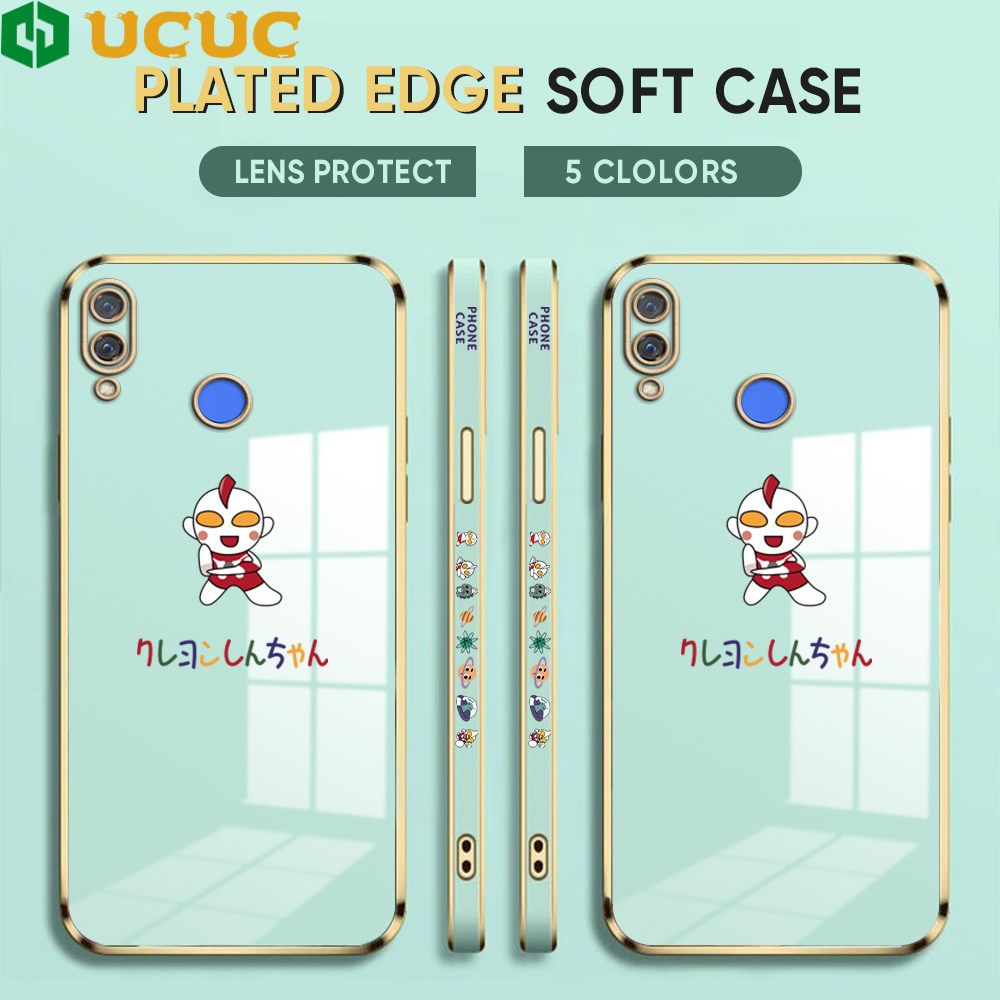 UCUC for Huawei Nova 3i P Smart Plus Back Cover + Free Lanyard Altman Luxury 6D Plating Case Side Pattern Soft Silicone Square Phone Cases