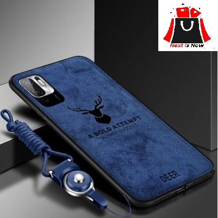 For Xiaomi Redmi Poco X3 GT Ultra Thin Hybrid TPU Cloth Fabric Canvas Stripe Moose Pattern Soft Deer Back Phone Cover Case