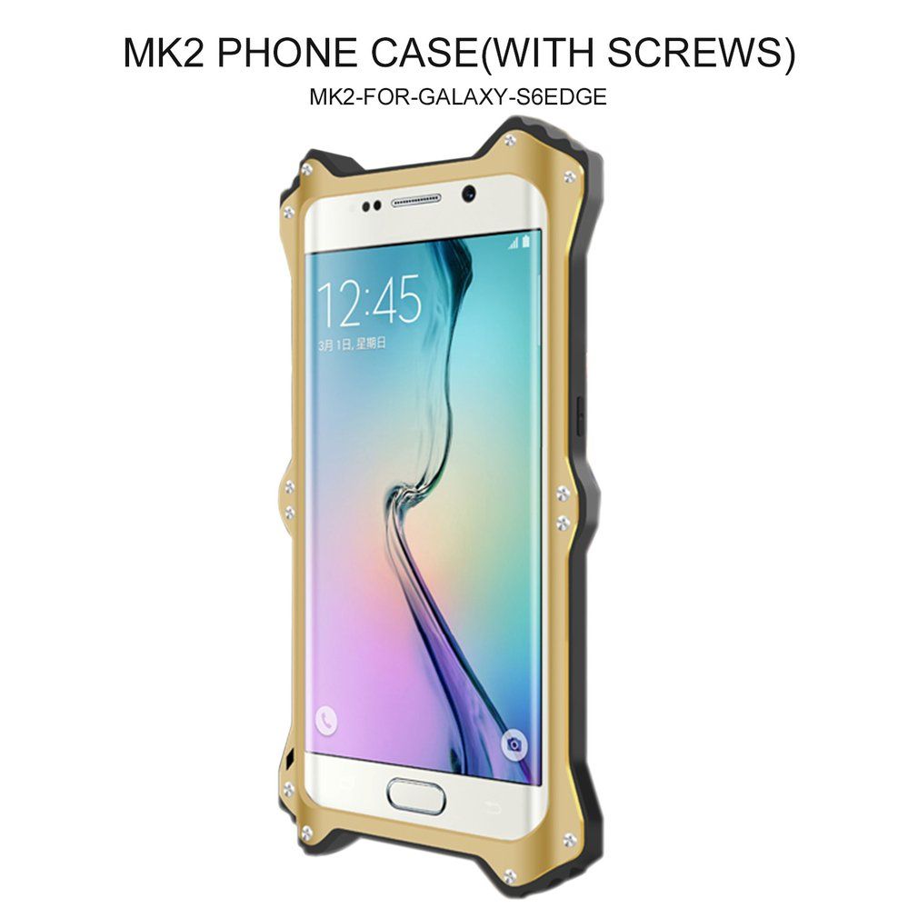 Mk2 Phone Case Smart View Magnetic Fitted Leather Cover For Galaxy S6 Edge+ Golden Color
