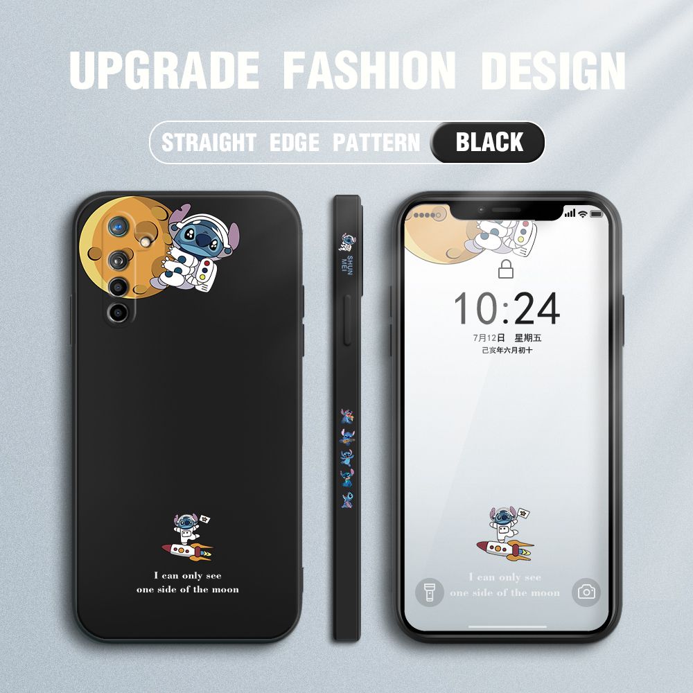 Jizetin for Realme X2 / Realme XT Case Side Design Phone Cover  Astronaut Stitch Cover Square Edge Pattern Liquid Silicone Trend Case