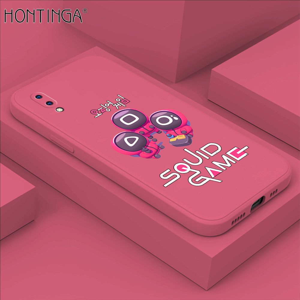 Hontinga for Vivo Y93 Case Cute Cartoon Cute Squid Character Phone Cover Square Liquid Silicone Shockproof Phone Protective Case