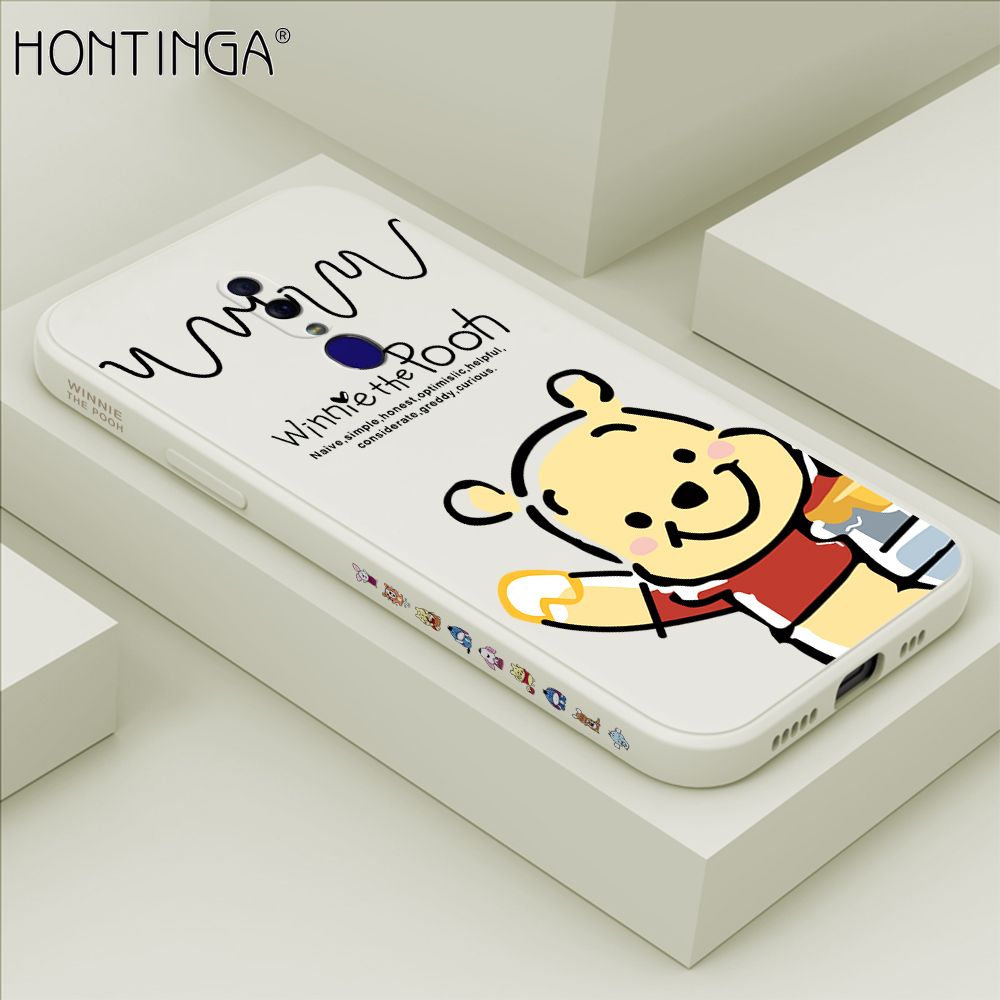 Hontinga for OPPO F11 Case Side Design Hello Little Bear Back Cover Soft Square Edge Pattern Liquid Silicone Trend Phone Cases