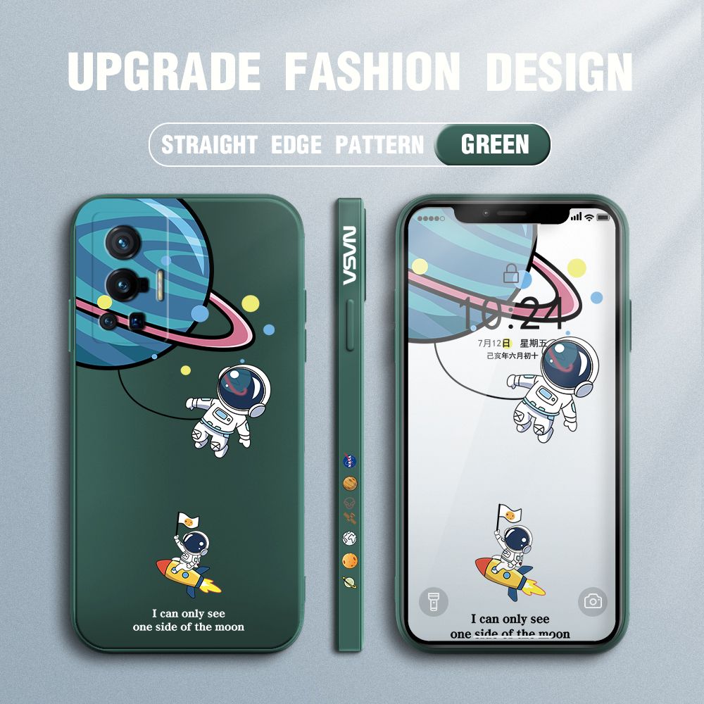 FHKL for Vivo X70 Pro 5G Back Cover Cartoon Astronaut Side design Soft Case Multicolor Liquid Silicone Phone Cases