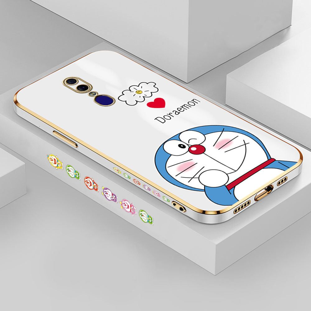 Jizetin (Free Lanyard) OPPO F11 Case Cute Jingle Cat Luxury 6D Plating Soft Casing Silicone Ultra Thin Phone Cover