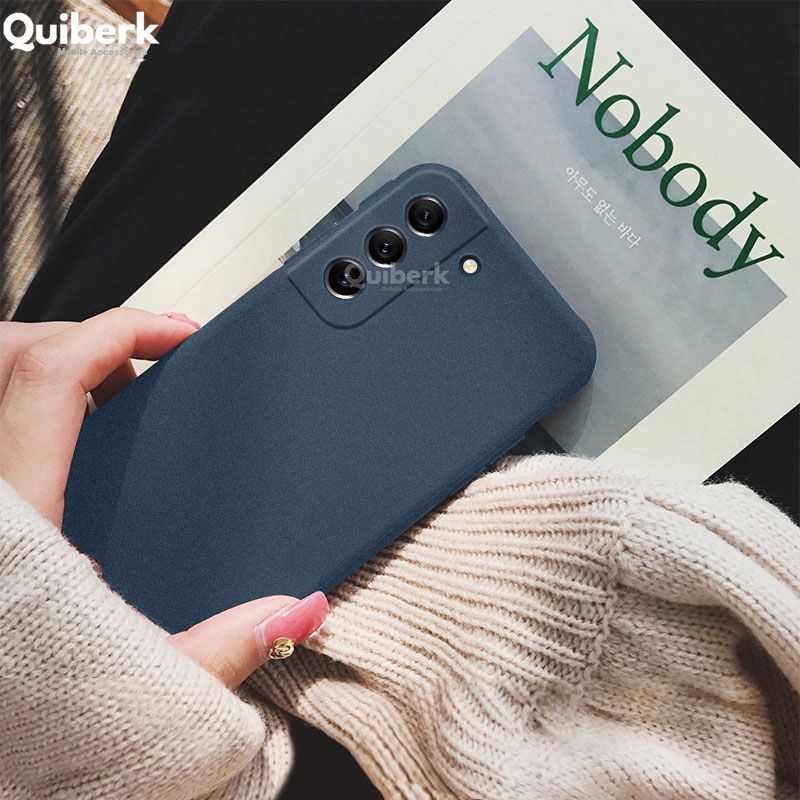 Quiberk for Samsung Galaxy S21 FE 5G Shockproof Anti-Slip Soft TPU Sandstone Matte Back Case Cover