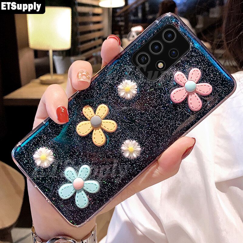 Phone Case Galaxy A53 5G Phone Cover Glitter Bling Sequins Case Sun Moon for Samsung A53 5G Cases Transparent Soft Cover Full Stars Moon