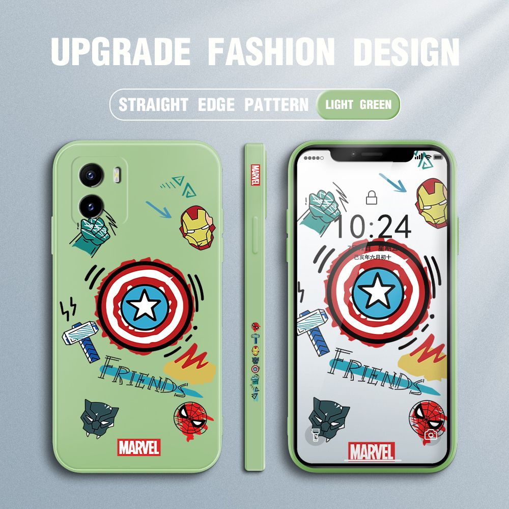 Jizetin for Vivo Y15S / Y15A Back Cover Hero Props Side Design Liquid Silicone Phone Case Soft Full Camera Protect Phone Cases
