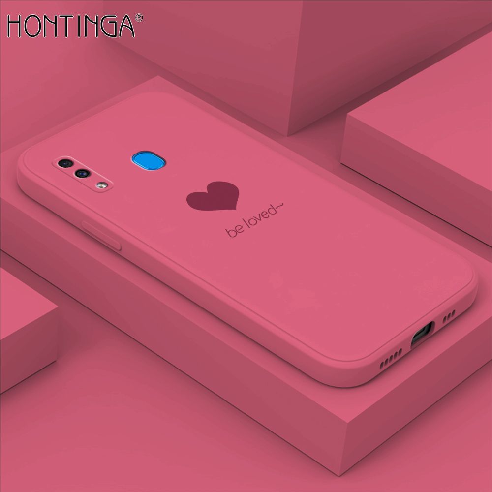 Hontinga for Samsung A20 A30 Case Simple Lover Heart Pattern Back Cover Soft Square Edge Liquid Silicone Phone Cases