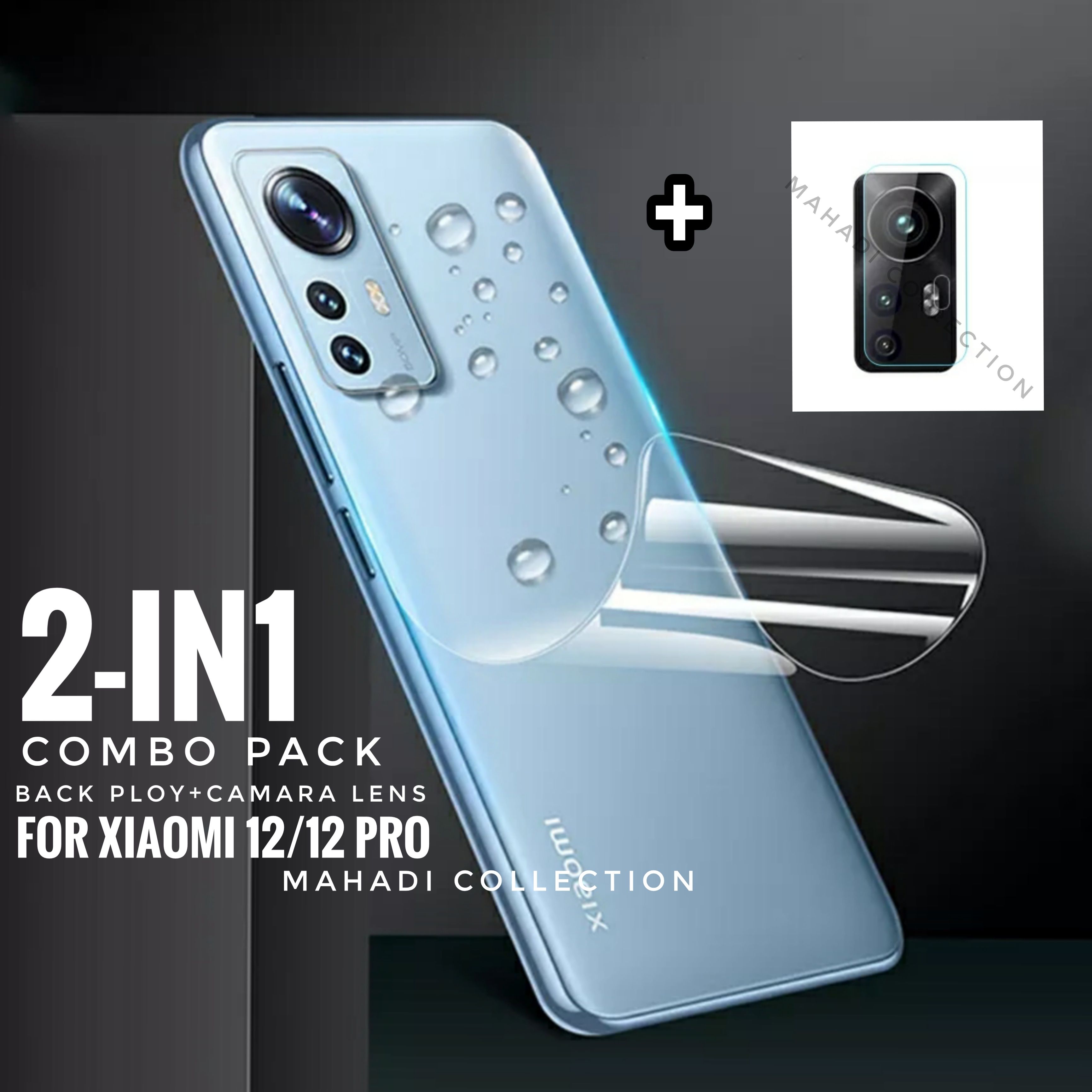 Xiaomi 12/ 12 Pro 2-in1 Combo Pack (TPU Protective Film Scratch Proof Clear Hydrogel Back Ploy And Neno Camera Lens Protector) For Xiaomi 12/ 12 Pro