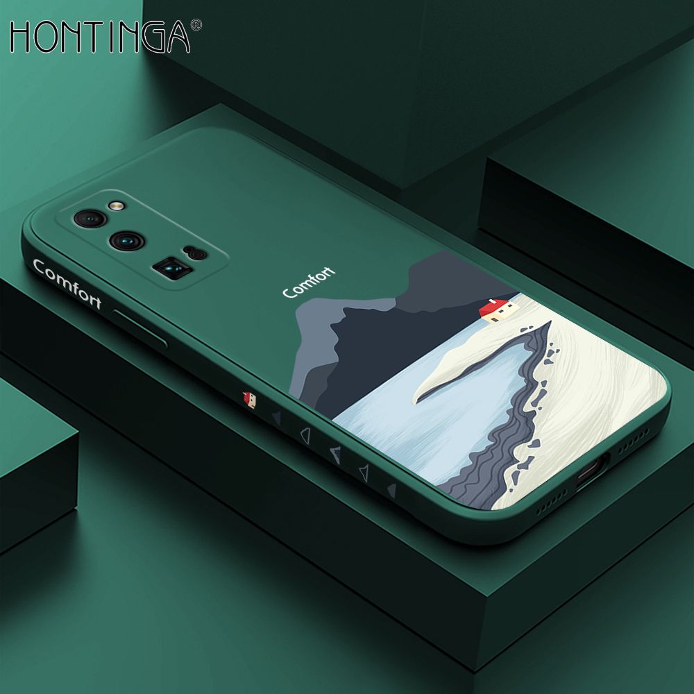 Hontinga for Honor 30 Pro Case Side Design New Mount Back Cover Soft Square Edge Pattern Liquid Silicone Trend Phone Cases