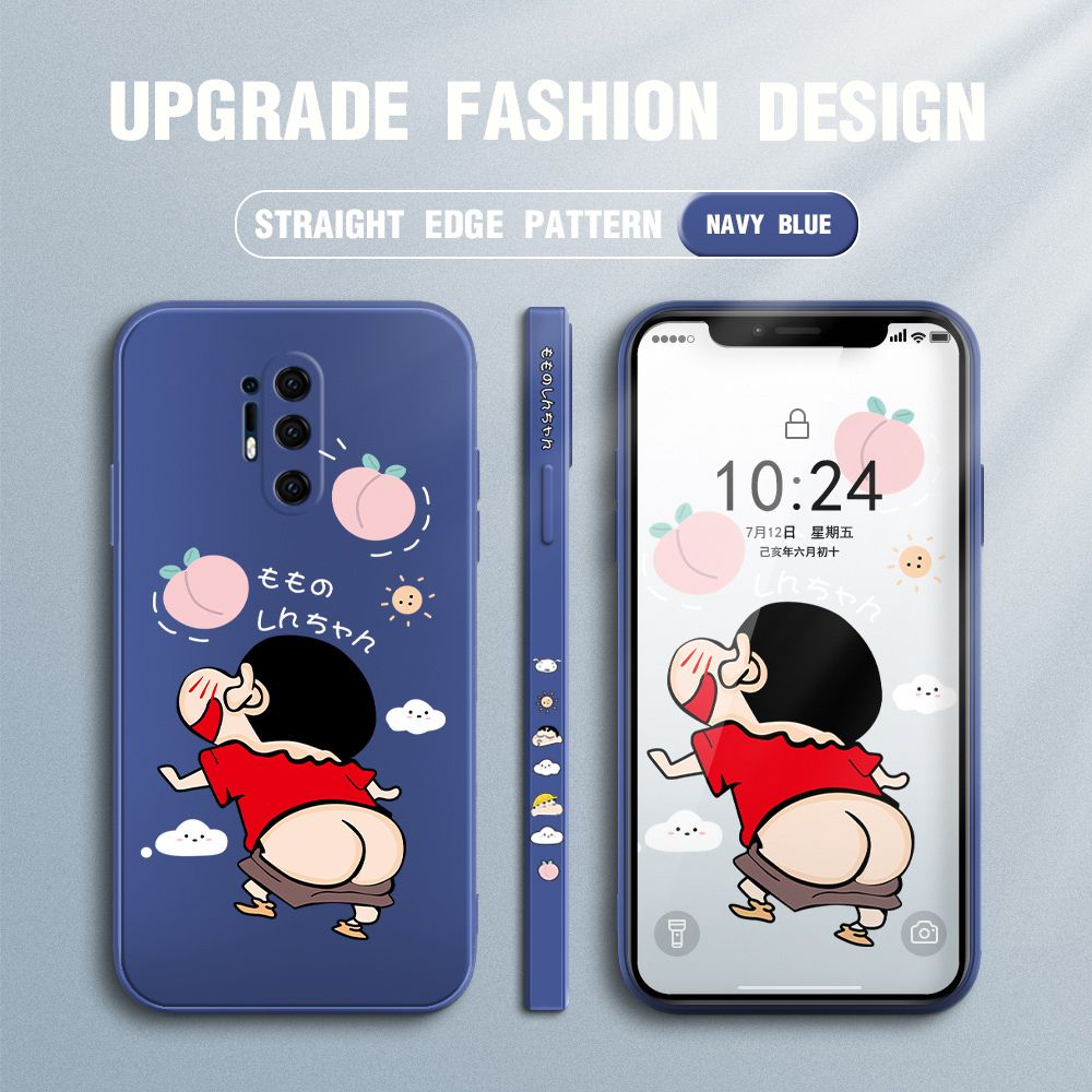 Jizetin for OnePlus 8 Pro Case New Cartoon Crayon Shin-chan Design Side Design Phone Case Square Edge Pattern Liquid Silicone Cases Full Cover Camera Shockproof Protective Case