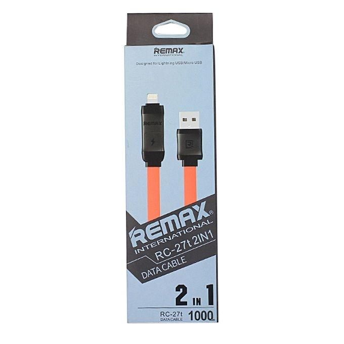 RC-27t 2 in 1 Lightning Micro USB High-Speed Data Cable - Black and Red