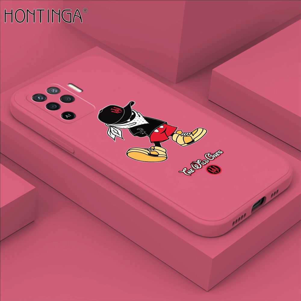 Hontinga for OPPO F19 Pro / A94 / Reno5 F Case Cartoon Masked Mouse Phone Case Soft Square Edge Silicone Cases Full Lens Cover Shockproof Protection Cover
