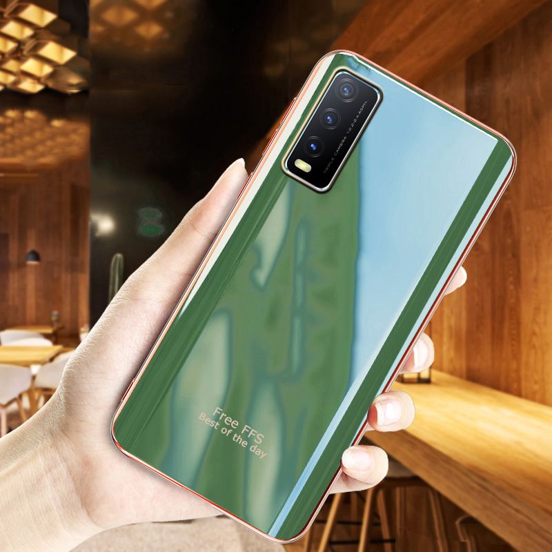 For Vivo Y20S Case Silicone Soft Back Covers Electroplated Avocado Green Glitter Full Protector For s Vivo Y20S Back Cover