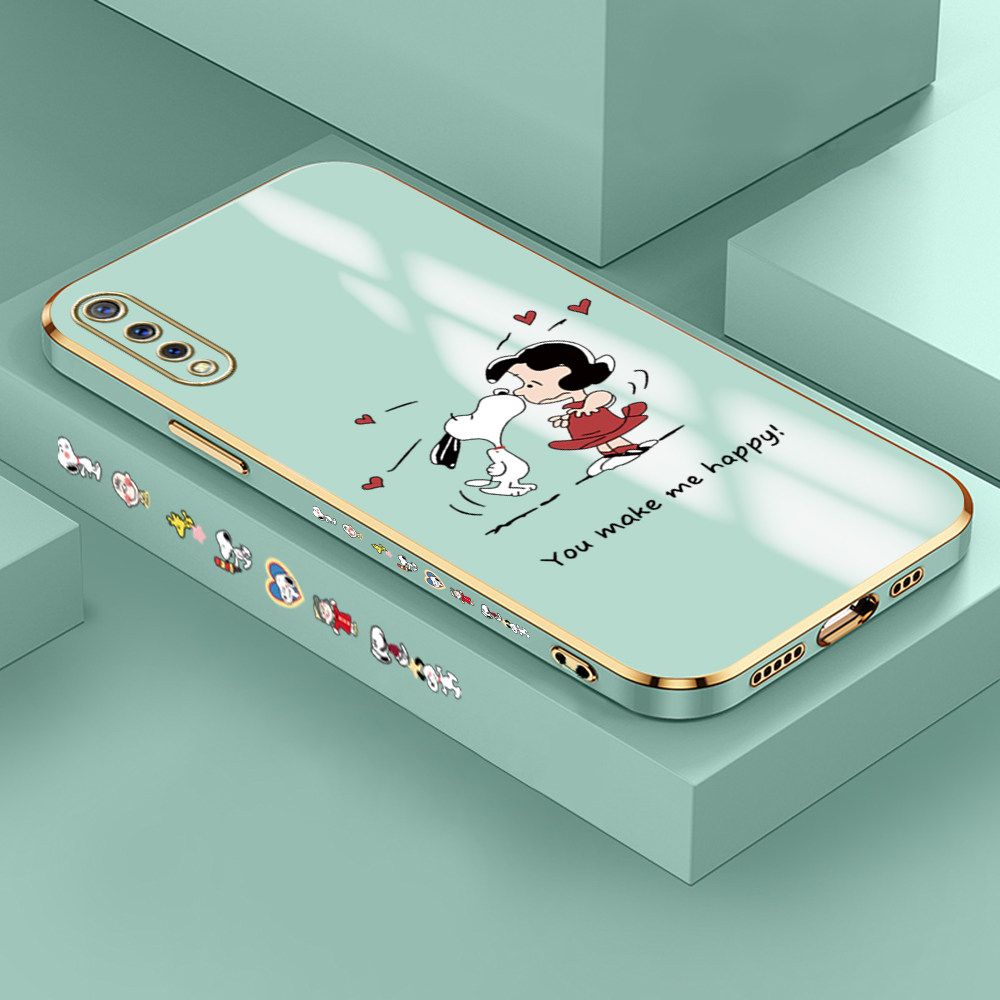 Jizetin (Free Lanyard) Vivo S1 Case Cute Puppy Little Girl Luxury 6D Plating Soft Casing Silicone Ultra Thin Phone Cover