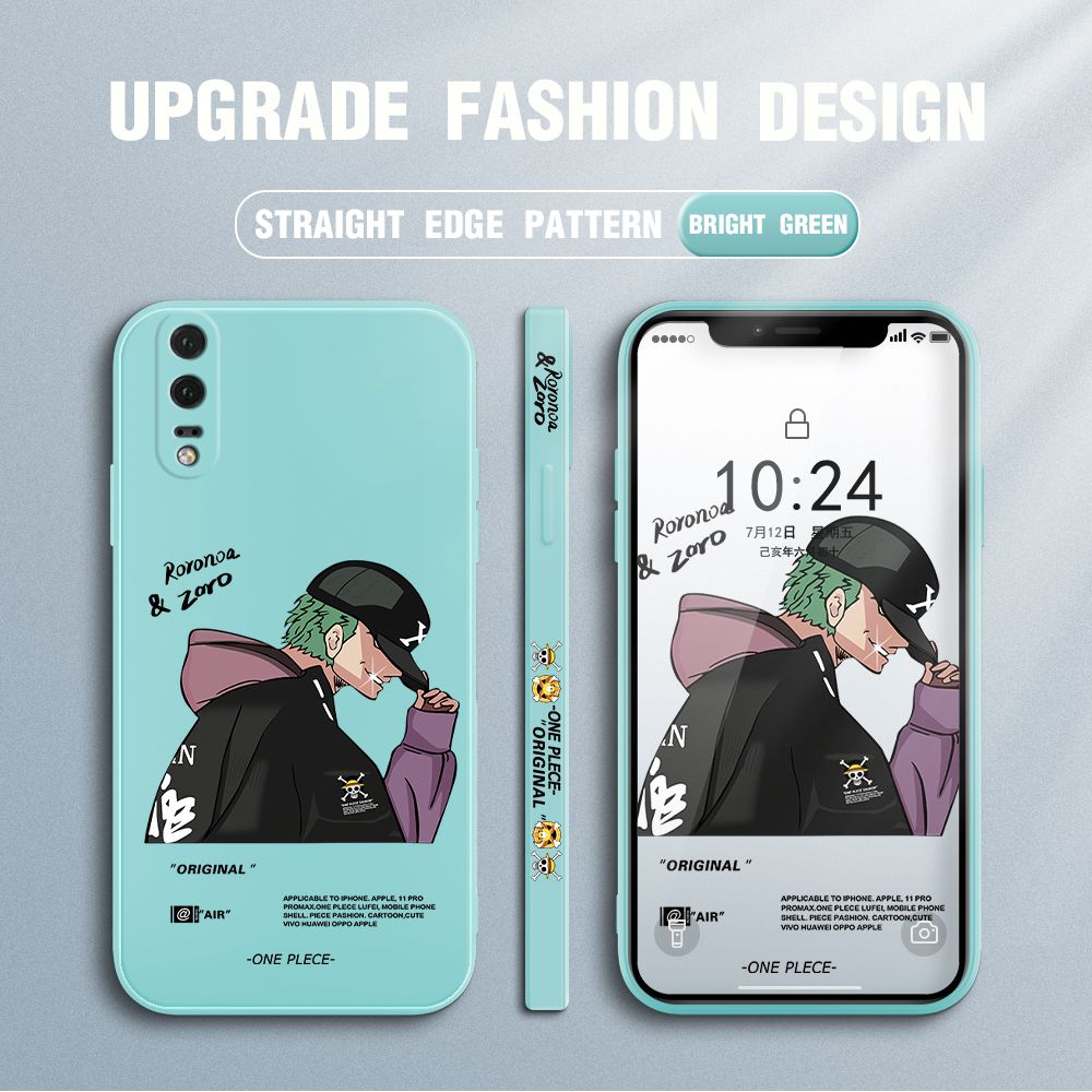 Jizetin for Huawei P20 Case Anime One Piece Roronoa Zoro Side Design Phone Case Ultra Soft Edge Pattern Liquid Silicone Phone Cases