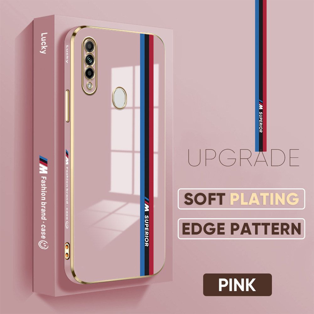 TA for OPPO A31 2020 Back Cover + Free Lanyard Track Sign Luxury 6D Plating Case Side Pattern Soft Silicone Square Phone Cases