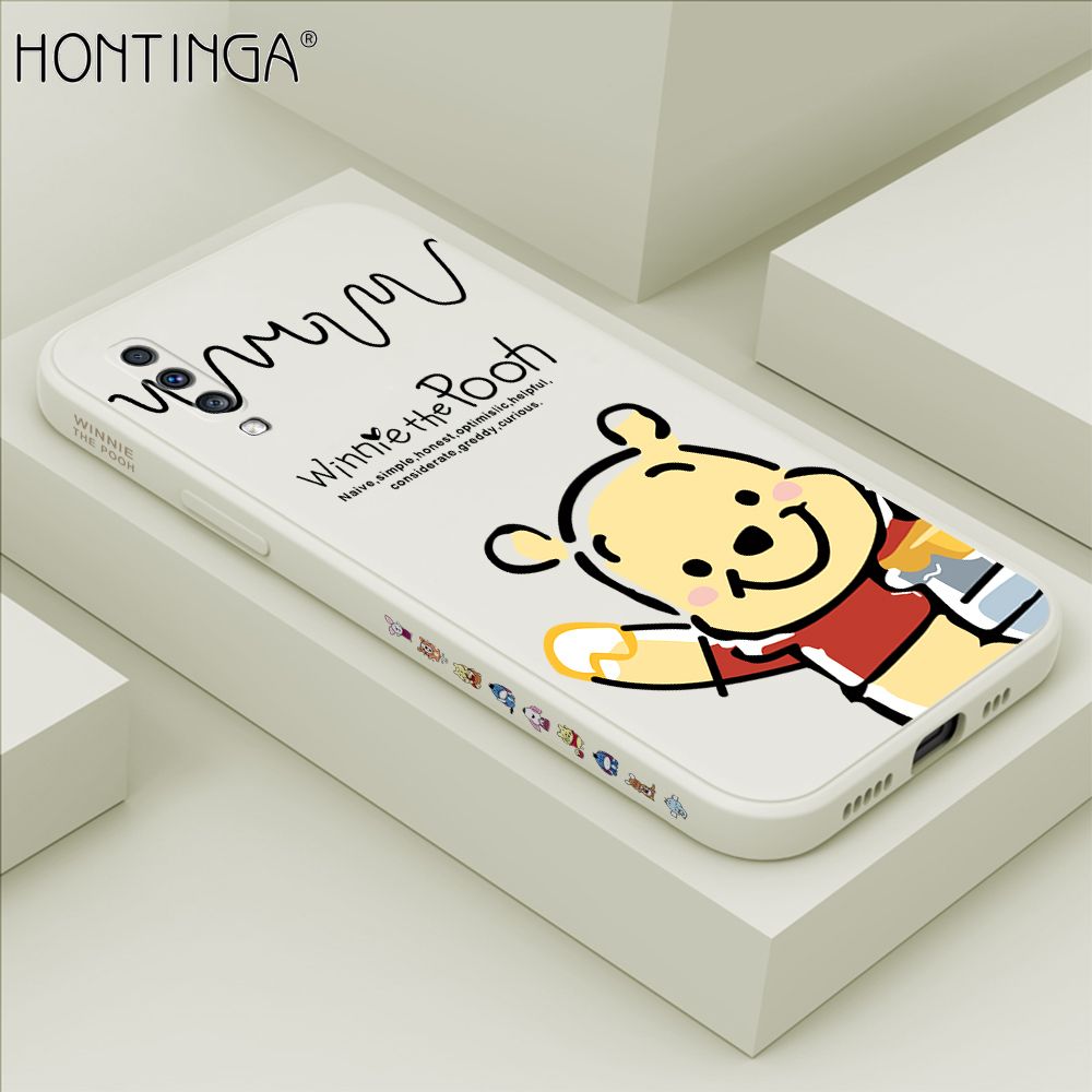 Hontinga for Samsung A70 Case Side Design Hello Little Bear Back Cover Soft Square Edge Pattern Liquid Silicone Trend Phone Cases