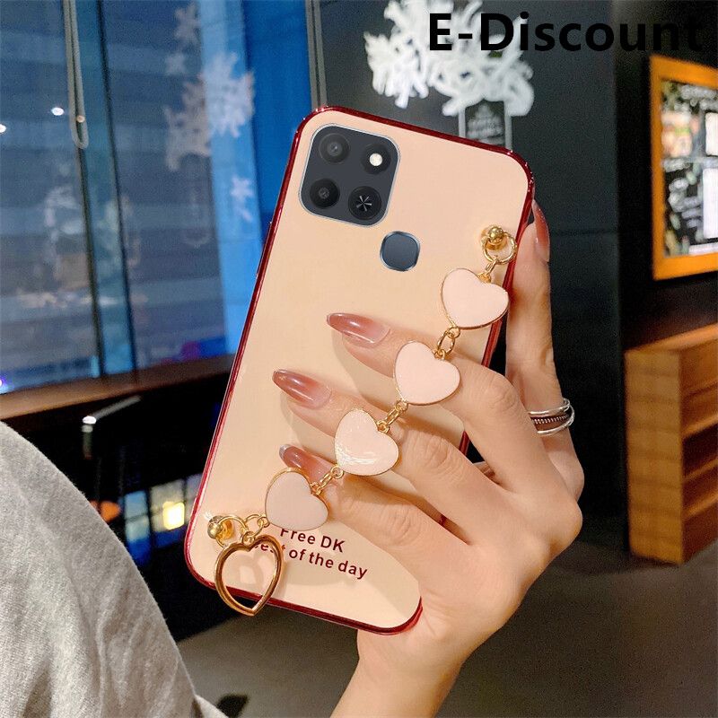 For infinix Smart 6 Case Plating Electroplating Shiny Cases + Love Bracelet for infinix Smart6 Cover