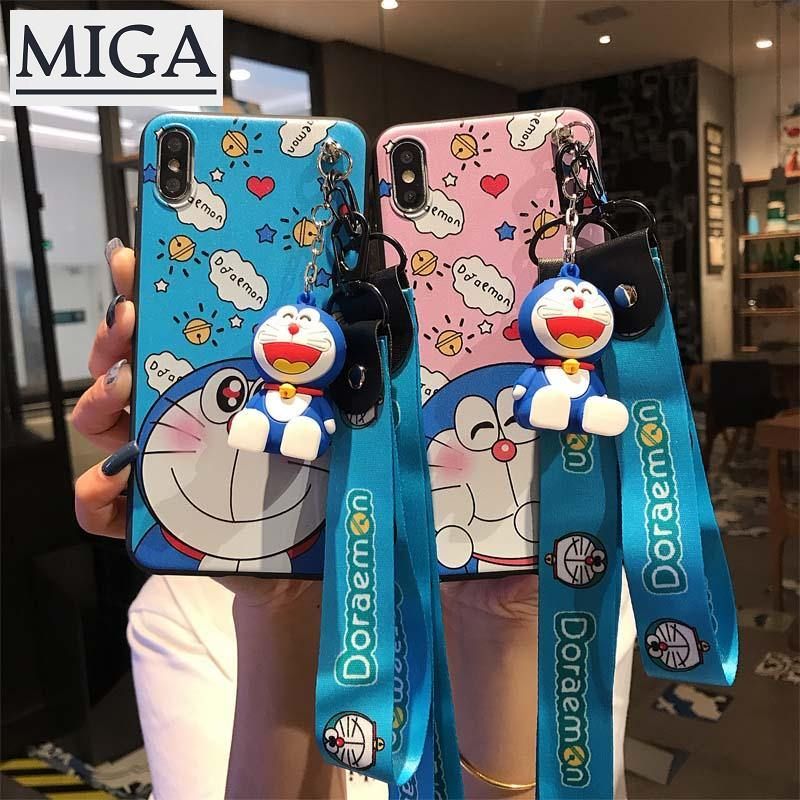 Cute Doraemon Soft Case for Vivo V5 V5S V5Lite V5 Plus Y91i Y91 Y91C Y93 Y95 V11 V11i V11 Pro V9 Y85 Y79 Y75 Y71 Y55 Y66 Y67 V7 Y81 V7 Plus Y83 S1 S1 Pro Y17 Y15 Y12 Y3 Cartoon Doraemon Soft Phone Case Cover with Phone Stand And Lanyard