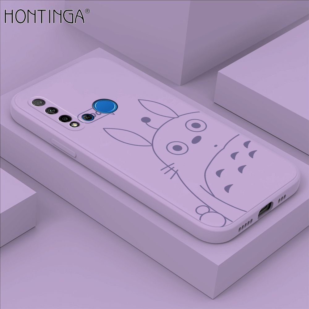 Hontinga for Huawei Nova 5i Case Cartoon Cute Totoro Pattern Back Cover Soft Square Edge Liquid Silicone Phone Cases
