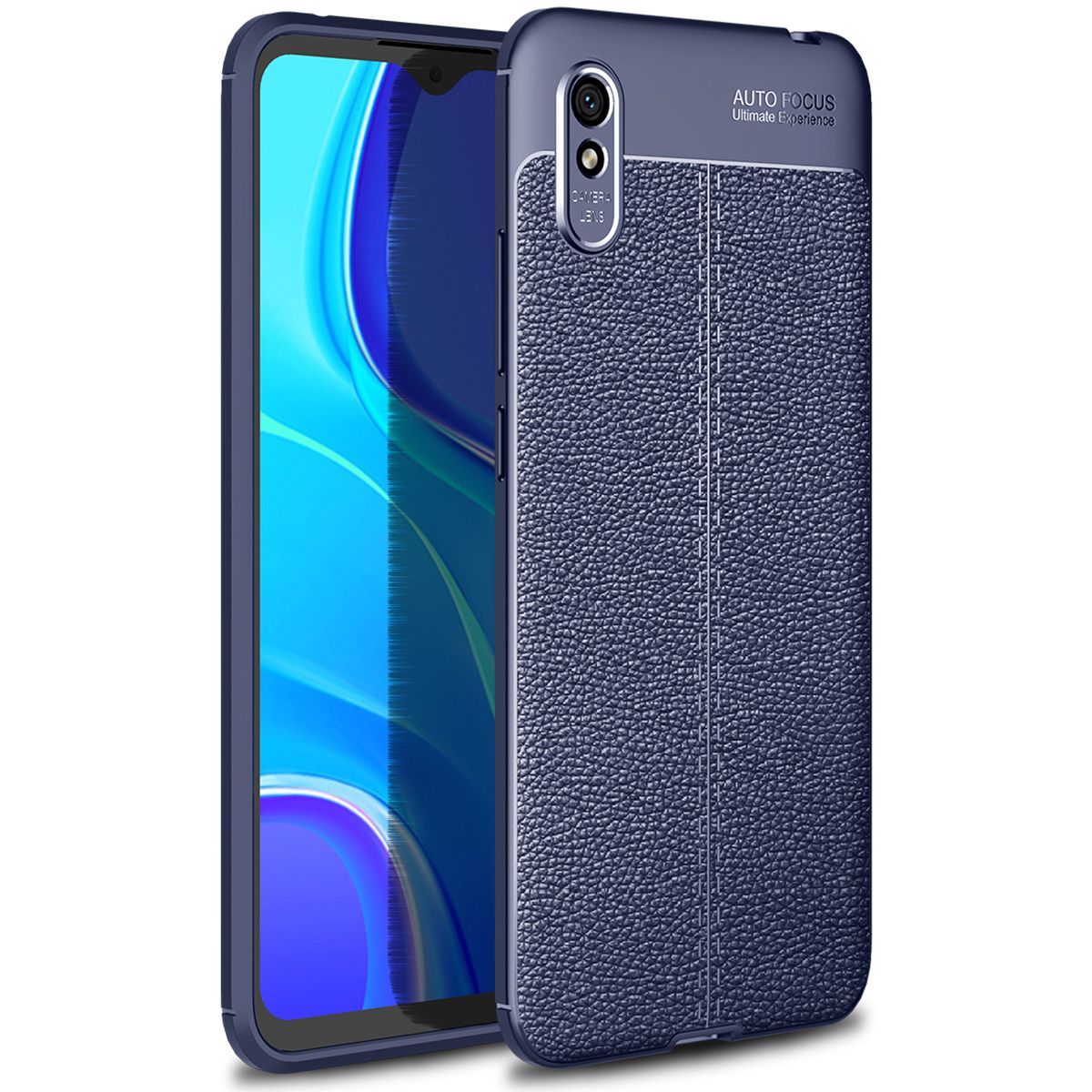 For Xiaomi Redmi 9A Litchi Skin Anti-slip Resilient TPU Armor Ultimate Protection Case Cover