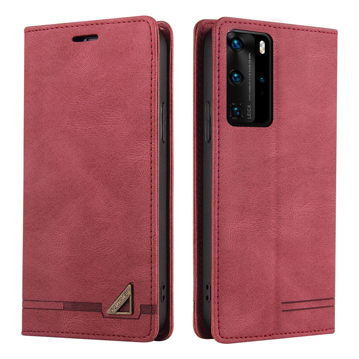 Retro Leather Wallet Foldable Built-in Card Slot and Magnetic Closure Protective Cover For Huawei P40 Pro Phone Cover Case