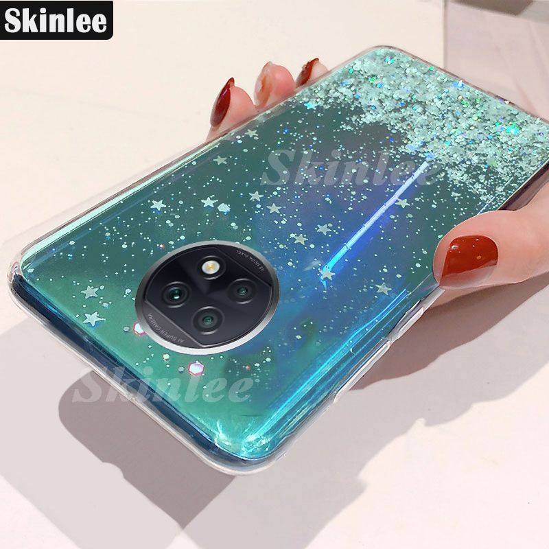 Back Cover For Redmi 9T Phone Case Glitter Silicone Soft Full Starry Sky String Glitter Transparent Space Stars Moon Xiaomi Redmi 9T Case