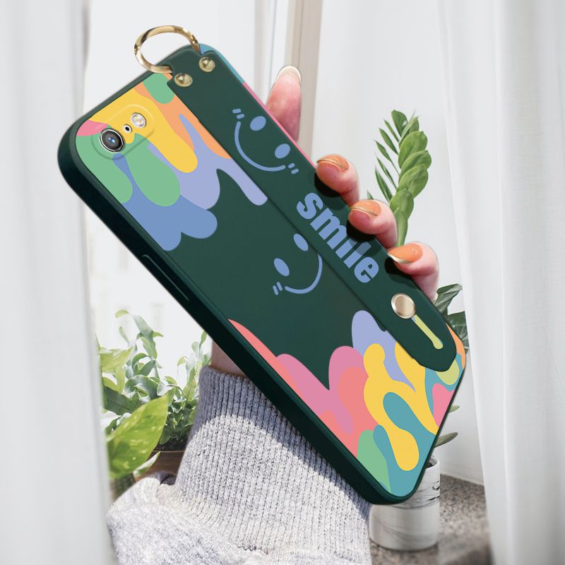 Jizetin for iPhone 6S / iPhone 6 Wrist Strap Case Soft Candy Color Splash Ink Cover Ultra Thin Anti Fall Liquid Silicone Phone Case