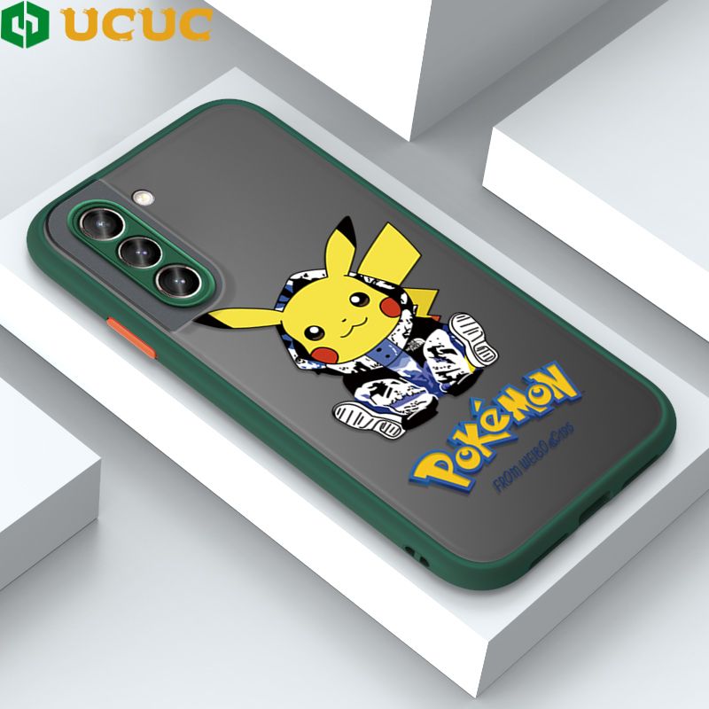 UCUC for Samsung Galaxy S21 5G Back Cover Wrapped Pikachu Frosted Transparent Hard Phone Case Thin Shockproof Full Cover Camera Protect Case
