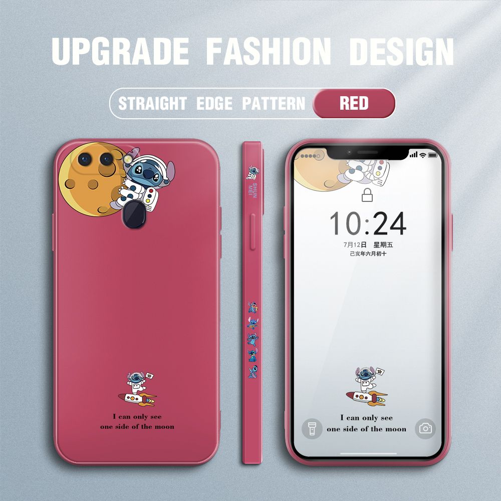 Jizetin for OPPO R15 Case Side Design Phone Cover  Astronaut Stitch Cover Square Edge Pattern Liquid Silicone Trend Case