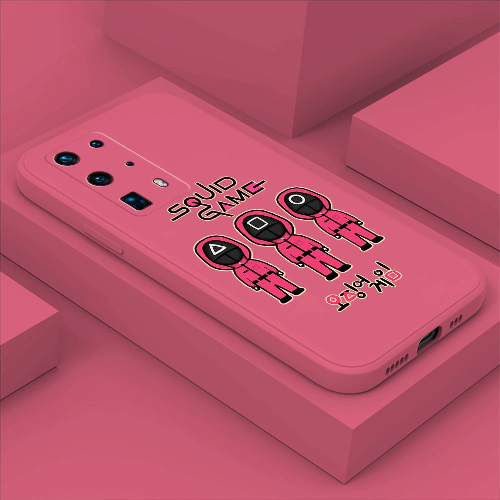 ZeroQiQi for Huawei P40 Pro Plus Case Trend Cartoon Korean Squid Phone Cover Liquid Silicone Case Phone Protective Case