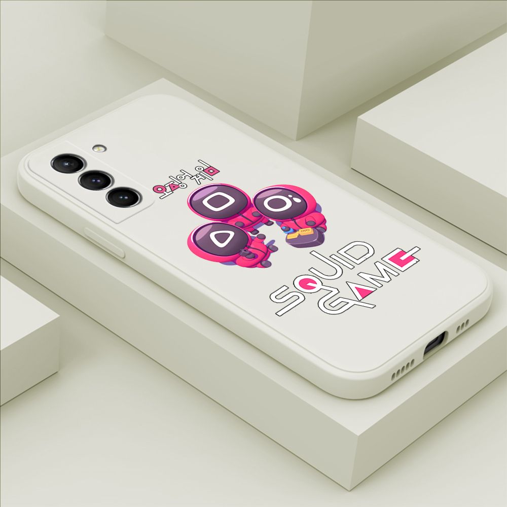 ZeroQiQi for Samsung Galaxy S21 5G Case Cute Cartoon Cute Squid Character Phone Cover Square Liquid Silicone Shockproof Phone Protective Case