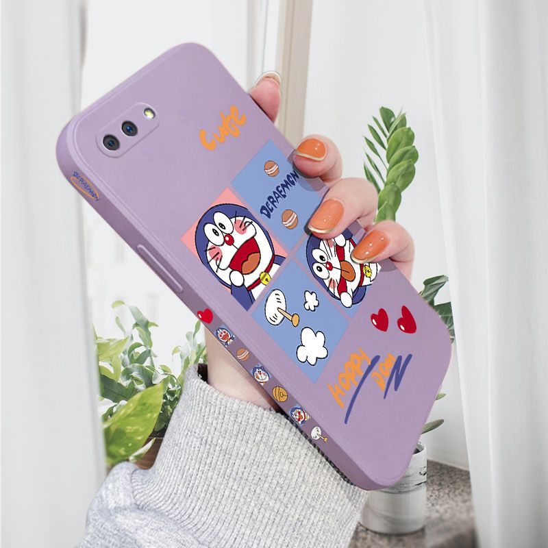 AMORVOR for OPPO A3S A12E Realme C1 Back Cover Cute Happy Cartoon Side design Soft Case Multicolor Liquid Silicone Phone Cases