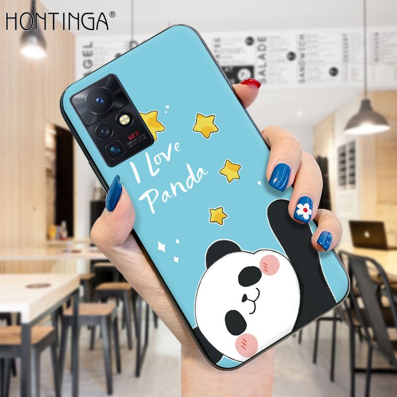 Hontinga for Infinix Zero X Back Cover Cute Cartoon Panda Case ShockProoof Soft Silicone TPU Phone Cases