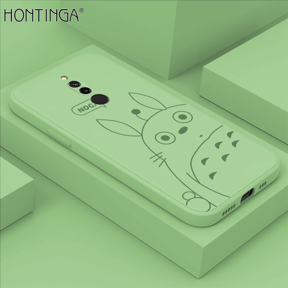 Hontinga for Xiaomi Redmi 8 Case Cartoon Cute Totoro Pattern Back Cover Soft Square Edge Liquid Silicone Phone Cases