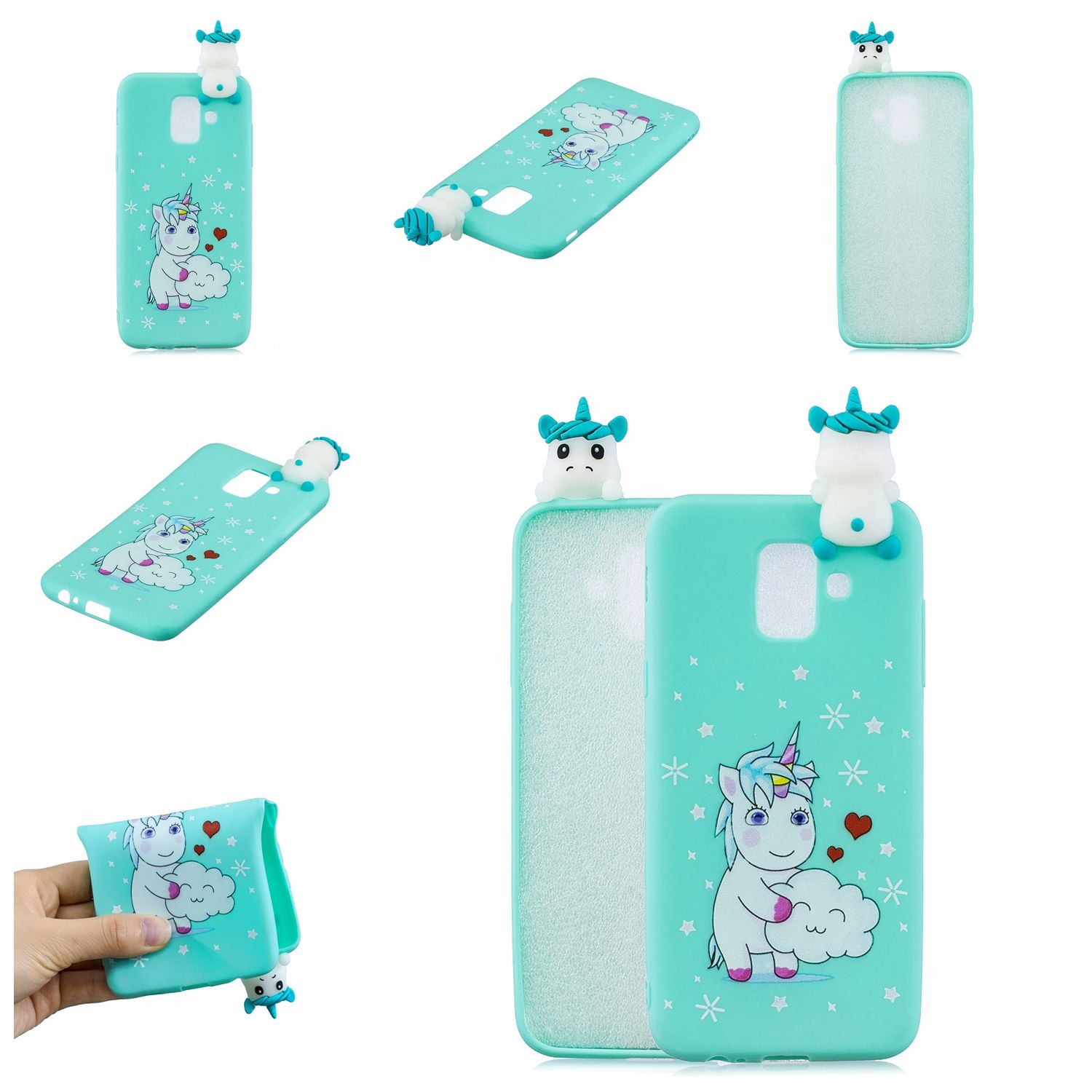Yfashion For  J6 European Edition 3D Cartoon Lovely Coloured Painted Soft PU Back Cover Non-slip Shockproof Full Protective Case
