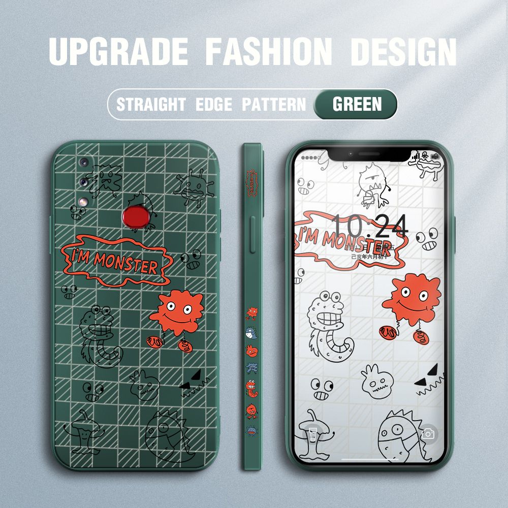 Jizetin for Samsung Galaxy A10S Case Side Design Phone Cover Printed Text “I Am Monster ” Cover Square Edge Pattern Liquid Silicone Trend Case