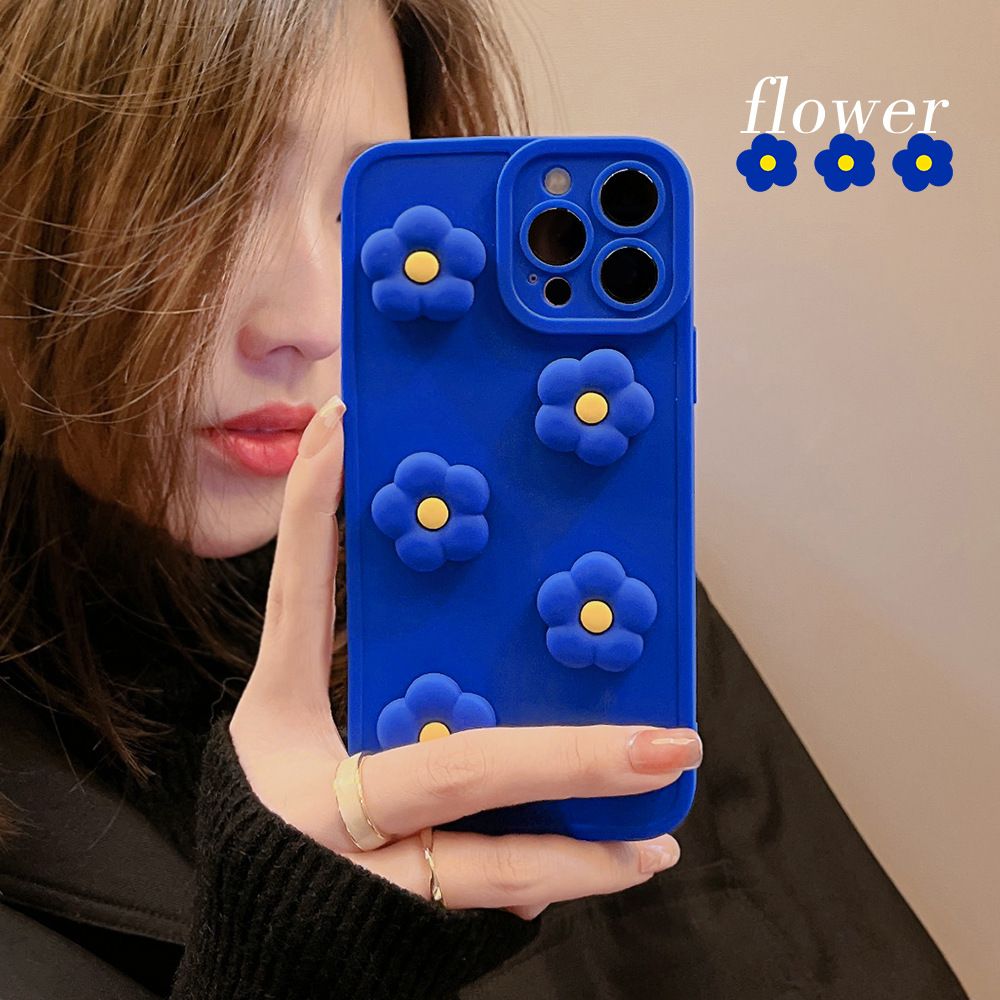 Blue Case Flower Case Soft Silicone Cover Mobile Phone Protective Case for Apple Cover for iPhone 14/14pro/14plus/14promax/13promax /12 / 11 Pro Max / XR / XS Max /xs/ SE2 / 7 /8 Plus