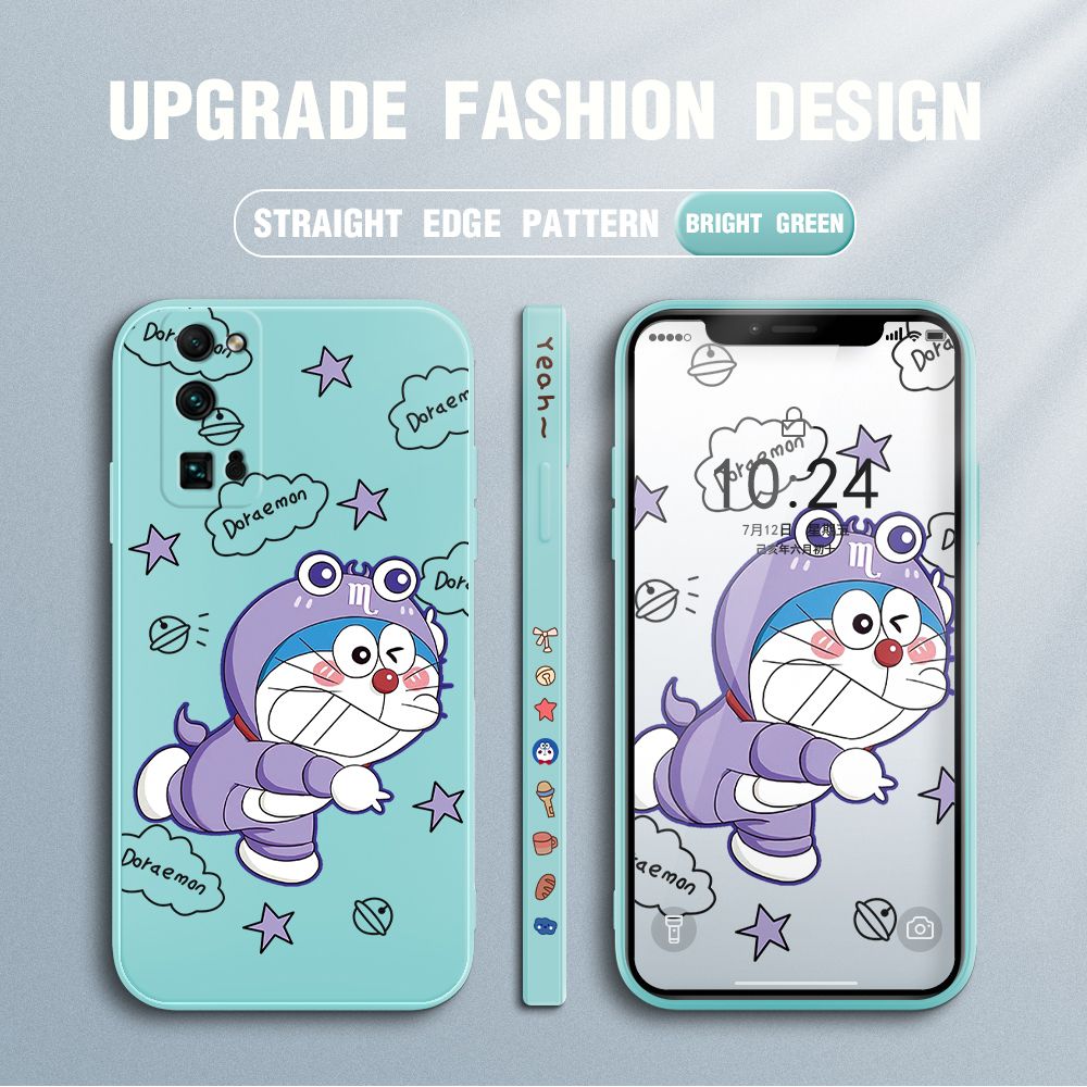 Jizetin for Honor 30 Pro Case Cute Cartoon Purple Doraemon Anime Side Design Phone Case Ultra Soft Edge Pattern Liquid Silicone Phone Cases