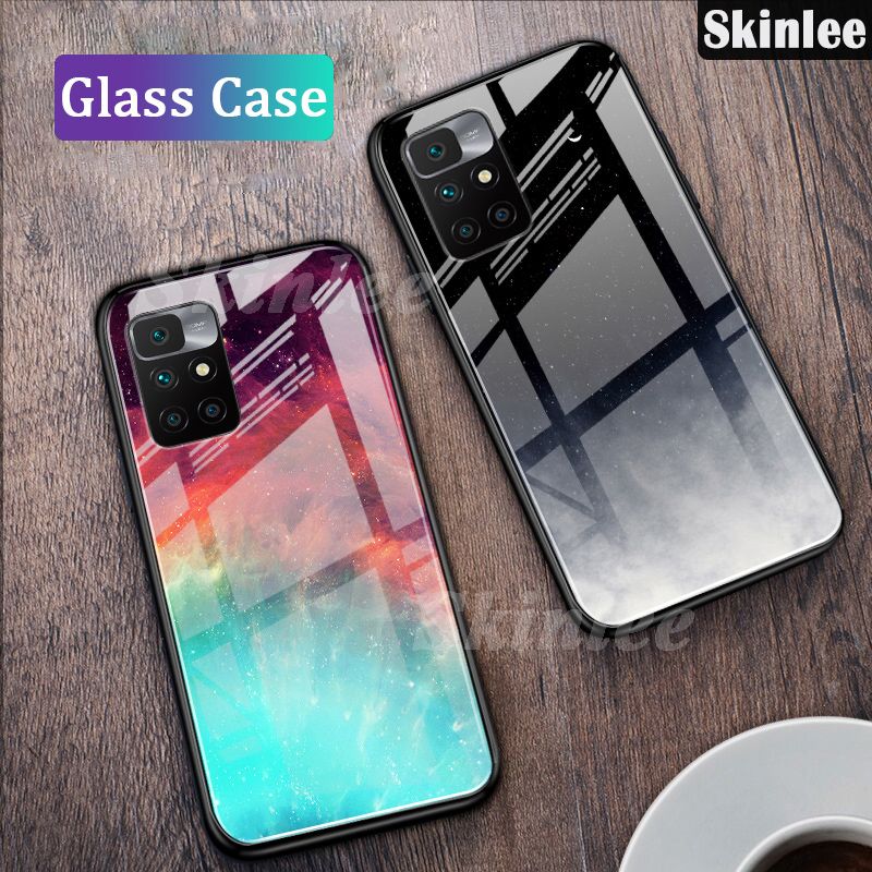 Phone Case Redmi 10 Back Tempered Glass Back Cover Instagram Starry Sky Design Cases for Mi Redmi10 Cover Shell Mirror Glass