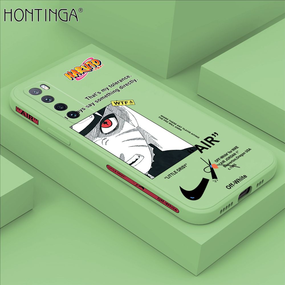 Hontinga for Huawei Nova 7 Case Side Design New Anime Naruto for Boys Back Cover Soft Square Edge Pattern Liquid Silicone Trend Phone Cases