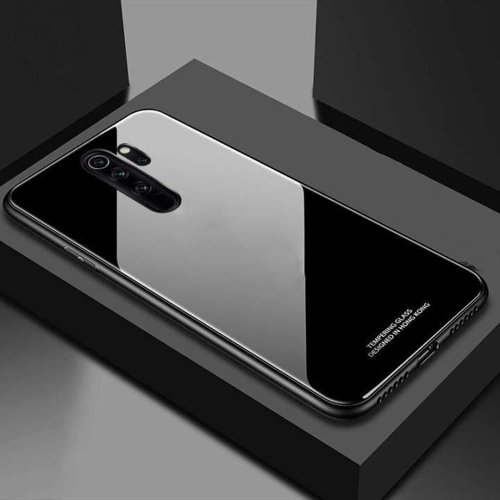 Glass Back Case Cover With Shockproof Edge Full Protective Case Cover For Xiaomi_Redmi 9 / Xiaomi_Redmi 9 Prime / Xiaomi_Poco M2 - Phone Back Cover