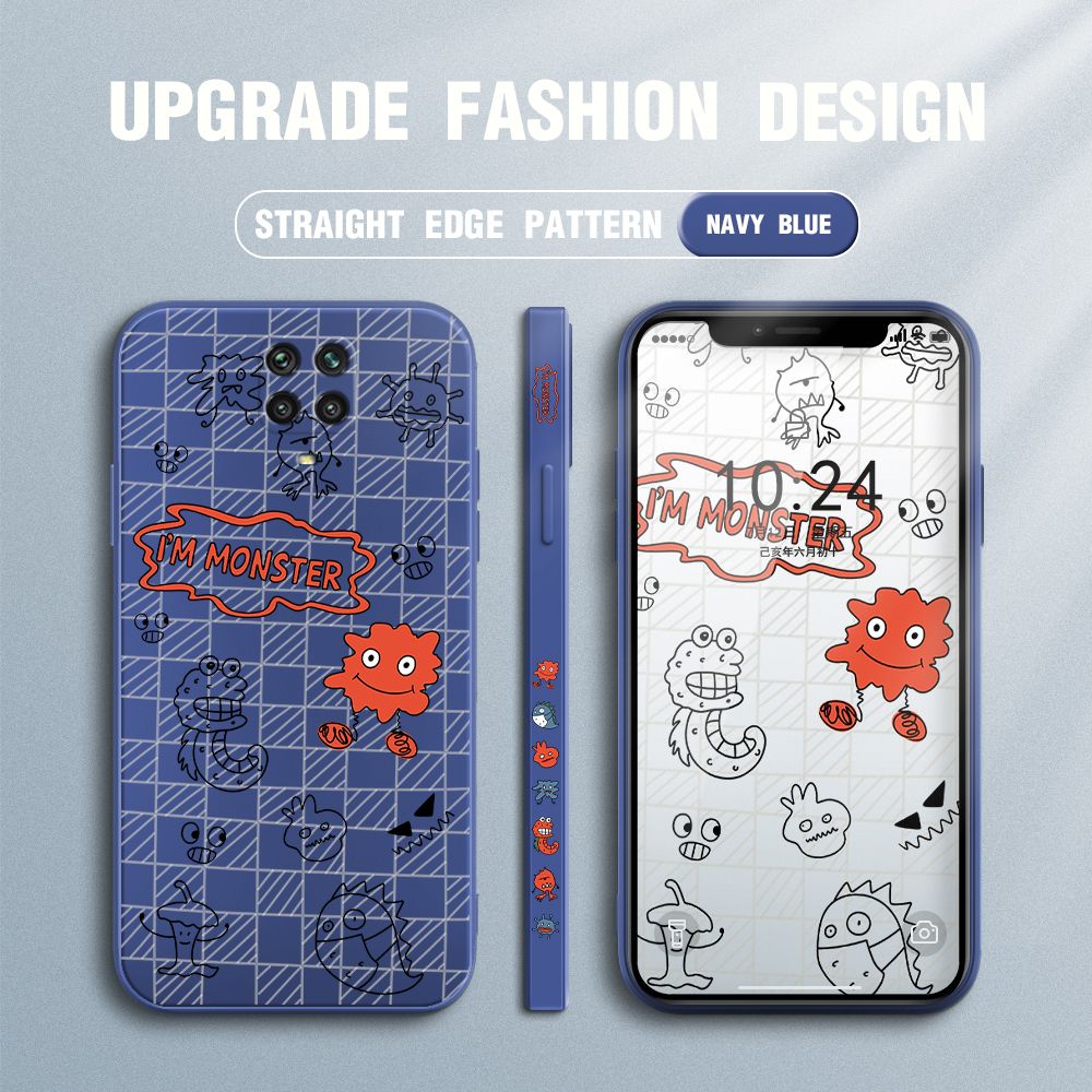 Jizetin for Redmi Note 9 Pro / Note 9S / Note 9 Pro Max / Poco M2 Pro Case Side Design Phone Cover Printed Text “I Am Monster ” Cover Square Edge Pattern Liquid Silicone Trend Case