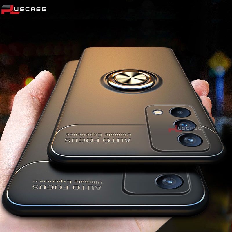 PlusCase for Realme GT Master Edition Soft Silicone Case Metal Ring Stand Shockproof Slim Matte Back Cover